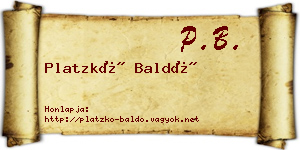 Platzkó Baldó névjegykártya